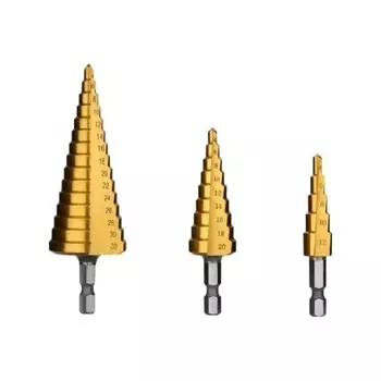 Набор ступенчатых сверл с шестигранным хвостовиком DEKO SD03, 12-32 мм, 3 шт