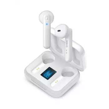 Наушники SBS TWS TWIN HOP LCD, Bluetooth 5.0, с зарядным кейсом 300мАч, белый (TEEARLCDTWSBTW)
