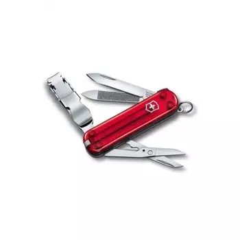 Нож-брелок Victorinox Classic Nail Clip 580, 65 мм, 8 функций, полупрозрачный красный