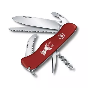 Нож Victorinox Hunter, 111 мм, 12 функций, с фиксатором лезвия, красный