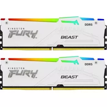 Оперативная память Kingston DDR5 DIMM FURY Beast White EXPO RGB 64Gb (kit 2x32Gb), 5600Mhz, [KF556C36BWEAK2-64] CL36