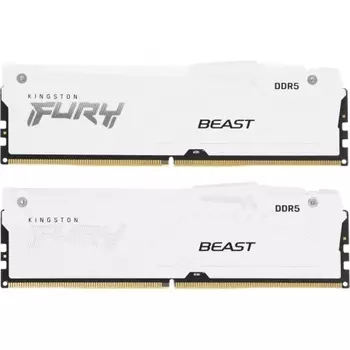 Оперативная память Kingston DDR5 DIMM FURY Beast White RGB 32Gb (kit 2x16Gb), 6400Mhz, [KF564C32BWAK2-32] CL32