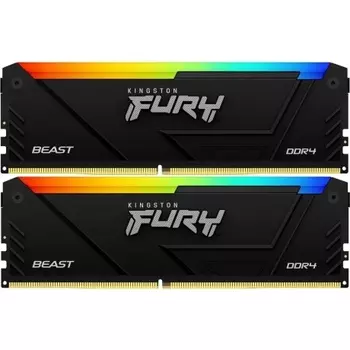 Оперативная память Kingston FURY Beast Black RGB (Kit of 2), CL16 DDR 4 DIMM 32Gb PC25600, 3200Mhz (KF432C16BB12AK2/32)