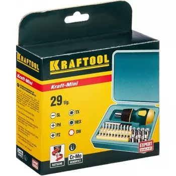 Отвертка с набором бит Kraftool 25556-H29