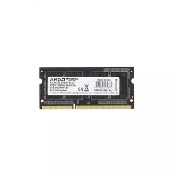 Память оперативная AMD Radeon 4GB DDR3 1333 SO DIMM R3 Value Series Black (R334G1339S1S-U)