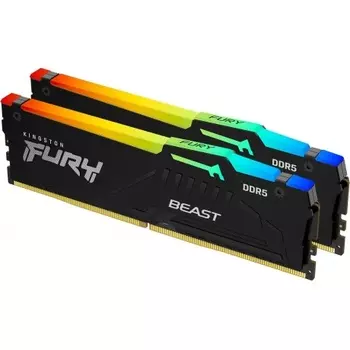 Память оперативная DDR5 Kingston FURY Beast Black RGB XMP CL40 64Gb PC41600, 5200Mhz, (KF552C40BBAK2-64)