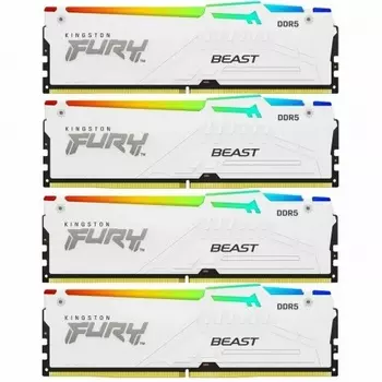 Память оперативная Kingston 64GB 5200MT/s DDR5 KF552C40BWAK4-64 CL40 DIMM (Kit of 4) FURY Beast White RGB XMP