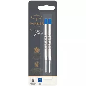 Parker Стержени для шариковой ручки Quink Flow (2шт), M, синий (в блистере)