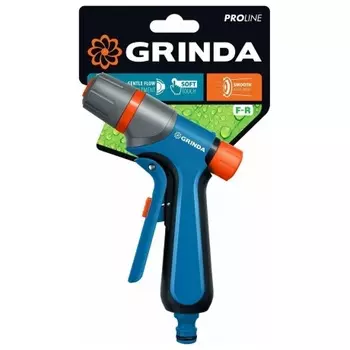 Пистолет поливочный GRINDA F-R, курок спереди, двухкомпонентный, плавная регулировка напора, PROLine (429121)