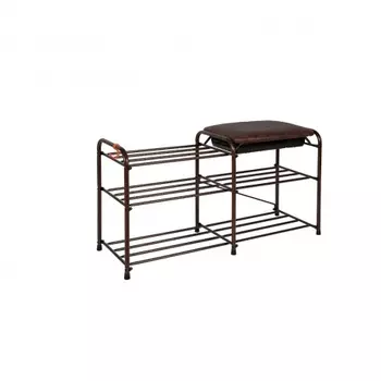 Подставка для обуви "Альфа 33" с сиденьем и ящиком, медный антик ПДОА 33СЯ М