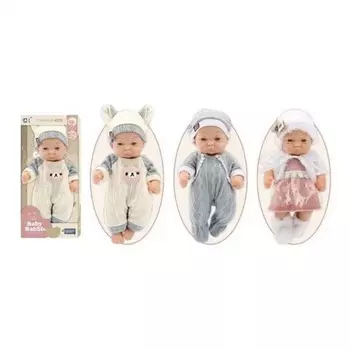 Пупс (24см) в шапочке,3 вида, в коробке в сером кобинезоне/в бежевом комбинезоне/в пудровом платье