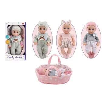 Пупс (31см) с аксессуарами(соска,переноска),3 вида,в коробке в персиковом/в сером/в оливковом нарядах