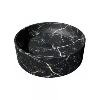 Раковина Teymi Lina S накладная D40 с полочкой под смеситель, Черный Мрамор T50194