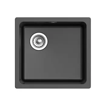 RIVELATO Мойка BERKANA 45 1-чаш 485*455, монтаж: универсальный, материал: кварц, цвет: черный