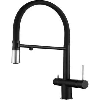 Rivelato Смеситель для кухни Adria U-обр. гибкий излив с краном питьевой воды D-35мм, монтаж: вертикально на раковину, материал: нержавеющая сталь, цвет: антрацит хром