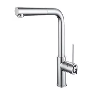 Rivelato Смеситель для кухни Albano Г-обр.с выдвижной лейкой D-35мм, монтаж: вертикально на раковину, материал: нержавеющая сталь, цвет: хром