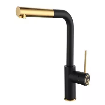 Rivelato Смеситель для кухни Albano Г-обр.с выдвижной лейкой D-35мм, монтаж: вертикально на раковину, материал: нержавеющая сталь, цвет: черный золото