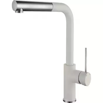 Rivelato Смеситель для кухни Albano Г-обр.с выдвижной лейкой D-35мм, монтаж: вертикально на раковину, материал: нержавеющая сталь, цвет: иней хром