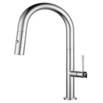 Rivelato Смеситель для кухни Asti U-обр. с выдвижной лейкой D-35мм, монтаж: вертикально на раковину, материал: нержавеющая сталь, цвет: хром