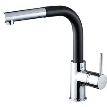 Rivelato Смеситель для кухни Ledro Г-обр.с выдвижной лейкой D-35мм, монтаж: вертикально на раковину, материал: латунь, цвет: антрацит хром