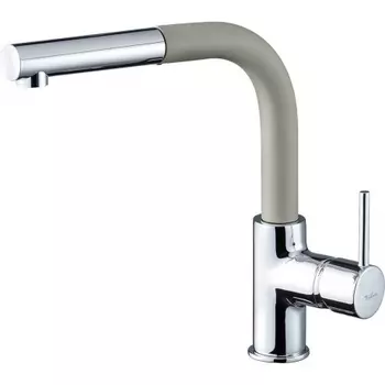 Rivelato Смеситель для кухни Ledro Г-обр.с выдвижной лейкой D-35мм, монтаж: вертикально на раковину, материал: латунь, цвет: топаз хром