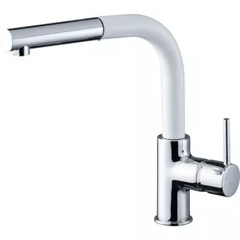 Rivelato Смеситель для кухни Ledro Г-обр.с выдвижной лейкой D-35мм, монтаж: вертикально на раковину, материал: латунь, цвет: иней хром