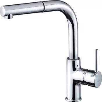 Rivelato Смеситель для кухни Ledro Г-обр.с выдвижной лейкой D-35мм, монтаж: вертикально на раковину, материал: латунь, цвет: хром