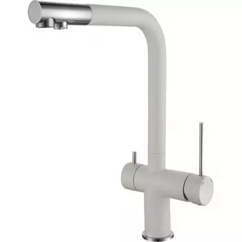 Rivelato Смеситель для кухни Lugano Г-обр. с краном питьевой воды D-35мм, монтаж: вертикально на раковину, материал: нержавеющая сталь, цвет: иней хром