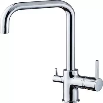 Rivelato Смеситель для кухни Tovel Г-обр. с краном питьевой воды D-35мм, монтаж: вертикально на раковину, материал: латунь, цвет: хром