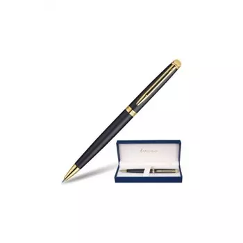 Ручка подарочная шариковая WATERMAN Hemisphere Matt Black GT, черный матовый лак, позолоченные детали, синяя, S0920770
