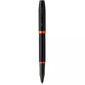 Ручка роллер Parker IM Vibrant Rings T315 (CW2172945) Flame Orange PVD F черн. черн. подар.кор. сменный стержень 1стерж. линия 0.5мм кругл. телескопич.корпус 1цв.