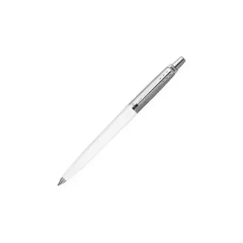 Ручка шариковая PARKER Jotter Plastic CT, корпус белый, детали из нержавеющей стали, синяя, R0032930