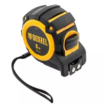 Рулетка 8м х 32мм, автоматич. фиксац., нейлон. покрытие, магнит. зацеп, двухстор. разметка Denzel