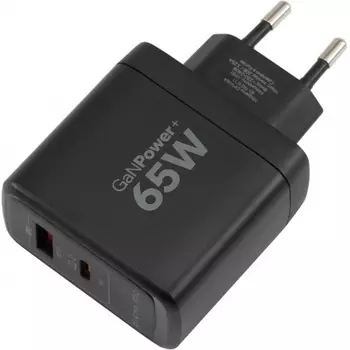 Сетевое зарядное устройство Digma DPW6A, USB-C + USB-A, 65Вт, 3.25A, черный [dpw6a5gx11bk]
