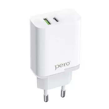 Сетевое зарядное устройство PERO TC05 PD 18W + USB-A Fast Charge белый