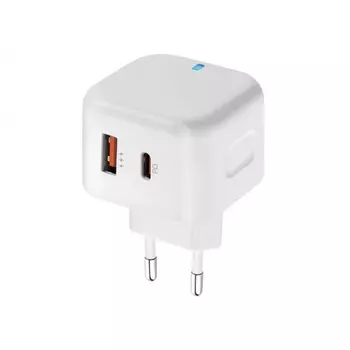 Сетевое зарядное устройство PERO TC10 USB-C 20W + USB-A Fast Charge белый