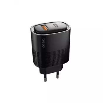 Сетевое зарядное устройство PERO TC11 USB-A QC3.0 + USB-C PD, 45W черный