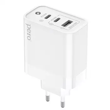 Сетевое зарядное устройство PERO TC14 USB-A QC3.0 + USB-C PD + USB-C PD, 48W белый