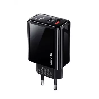 Сетевое зарядное устройство USAMS - (Модель - US-CC133 T40) QC3.0 + PD, Digital Display Fast Charger, черный (CC133TC01)