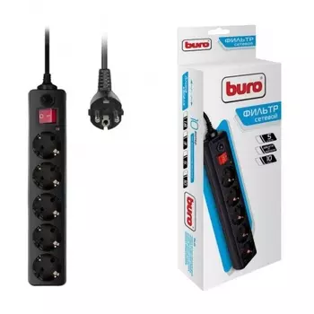 Сетевой фильтр Buro 500SH-10-B 10м (5 розеток) черный