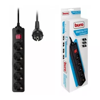 Сетевой фильтр Buro 500SH-5-B 5м (5 розеток) черный