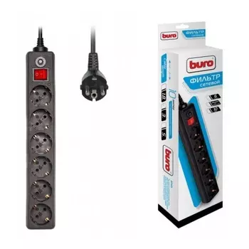 Сетевой фильтр Buro 600SH-3-B 3м (6 розеток) черный