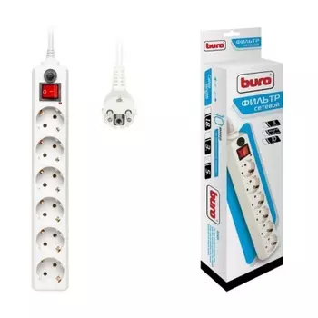 Сетевой фильтр Buro 600SH-5-W 5м (6 розеток) белый (коробка)