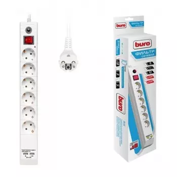 Сетевой фильтр Buro BU-SP5_USB_2A-W 5м (6 розеток) белый