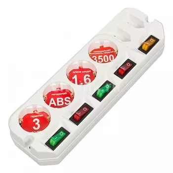 Сетевой фильтр Most A16 1.6м (6 розеток) белый