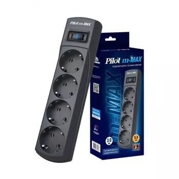 Сетевой фильтр Pilot m-MAX 3м (4 розетки) черный