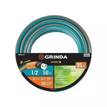 Шланг поливочный GRINDA EXPERT 5, 1/2?, 50 м, 35 атм, пятислойный, текстильное армирование, PROLine (429007-1/2-50)
