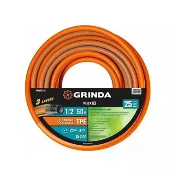 Шланг поливочный GRINDA FLEX 3, 1/2?, 50 м, 25 атм, из термоэластопласта, трёхслойный, армированный, гибкий, PROLine (429008-1/2-50)
