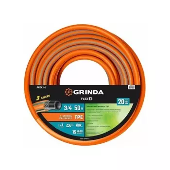 Шланг поливочный GRINDA FLEX 3, 3/4?, 50 м, 20 атм, из термоэластопласта, трёхслойный, армированный, гибкий, PROLine (429008-3/4-50)