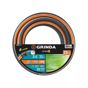 Шланг поливочный GRINDA ULTRA 6, 3/4?, 25 м, 25 атм, шестислойный, двойное армирование, PROLine (429009-3/4-25)